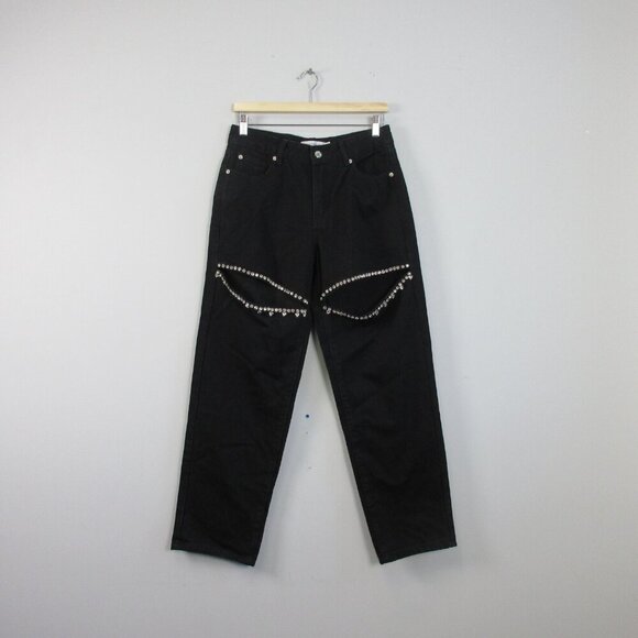 Torn By Ronny Kobo Mariah Jean Women 29 Black Cotton Blend Rhinestone Preppy 712 - Picture 1 of 13